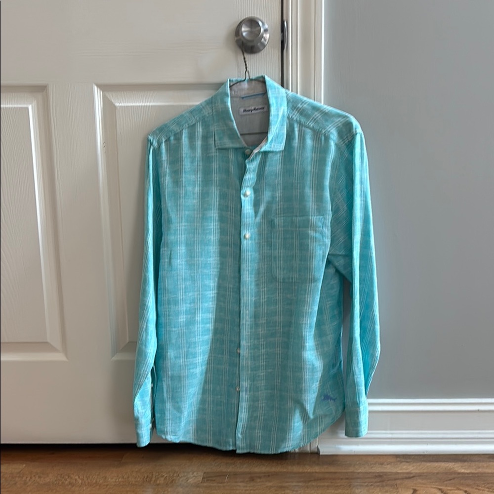 Men's Turquoise Linen Shirt